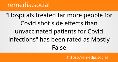 Claim Review: Hospitals Treated More People for Covid Shot Side Effects than Unvaccinated Patients for Covid Infections