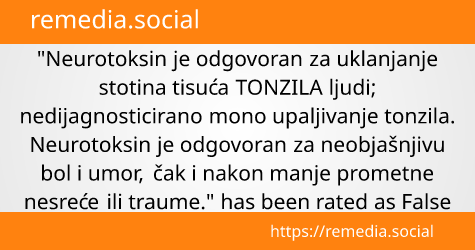 Pregled tvrdnji: Tonzilitis i neurotoksini