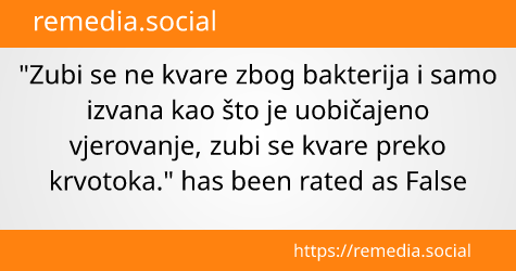 Provjera tvrdnji: Zubi se ne kvare zbog bakterija, već preko krvotoka