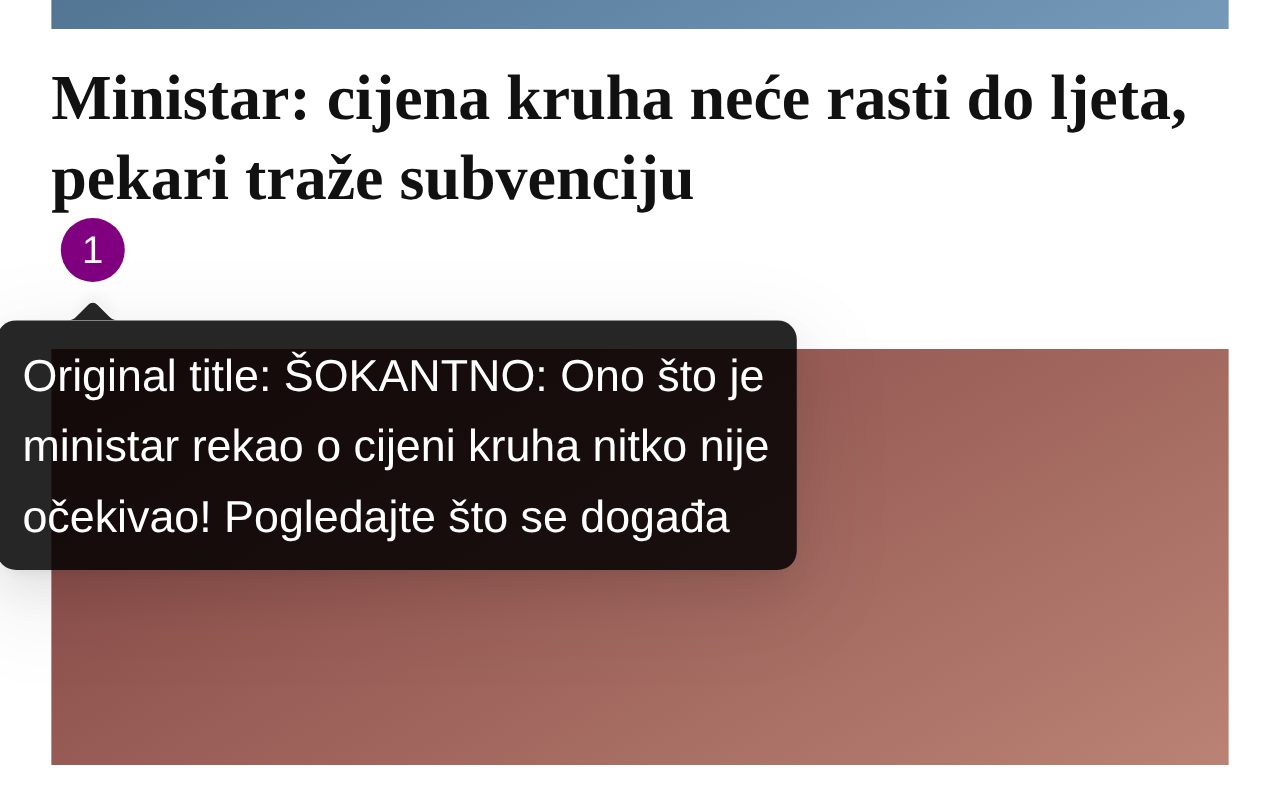 A badge by a headline with the original headline shown