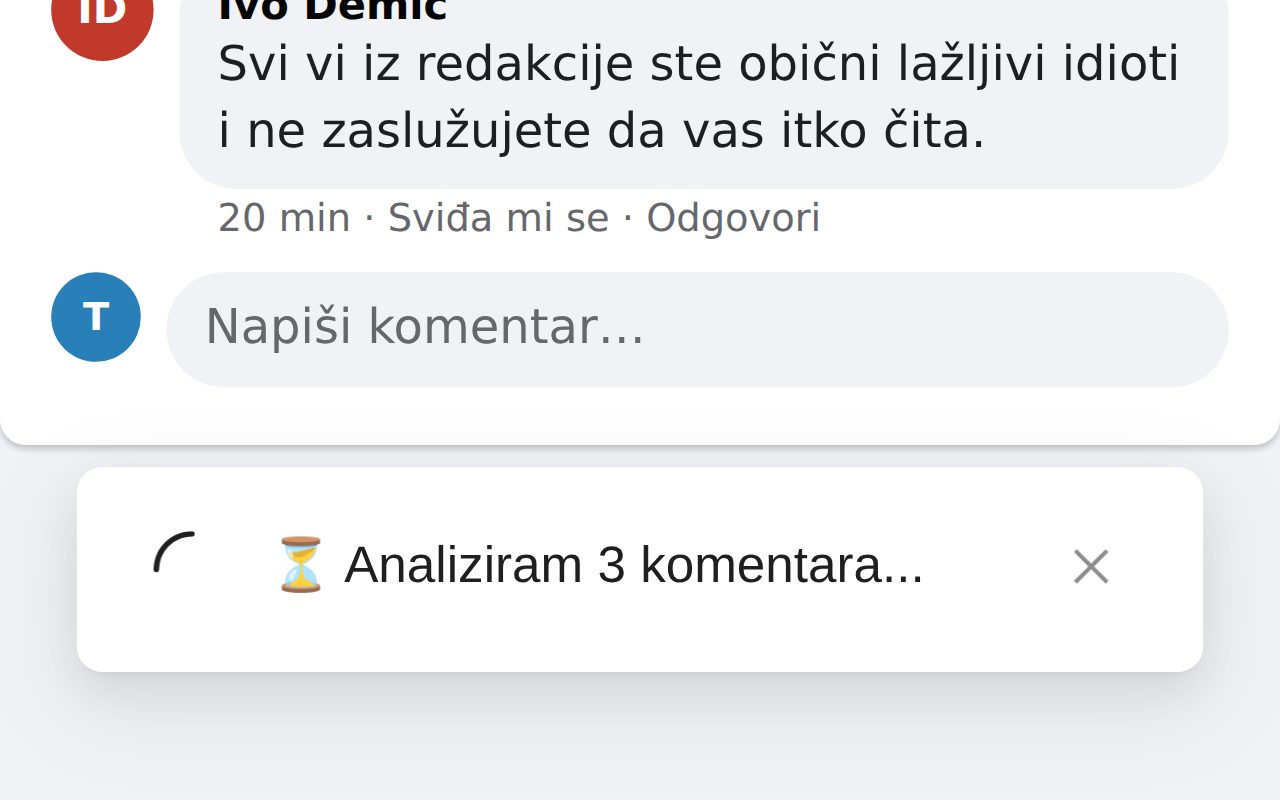 A progress message while the extension captures the comments, names blurred